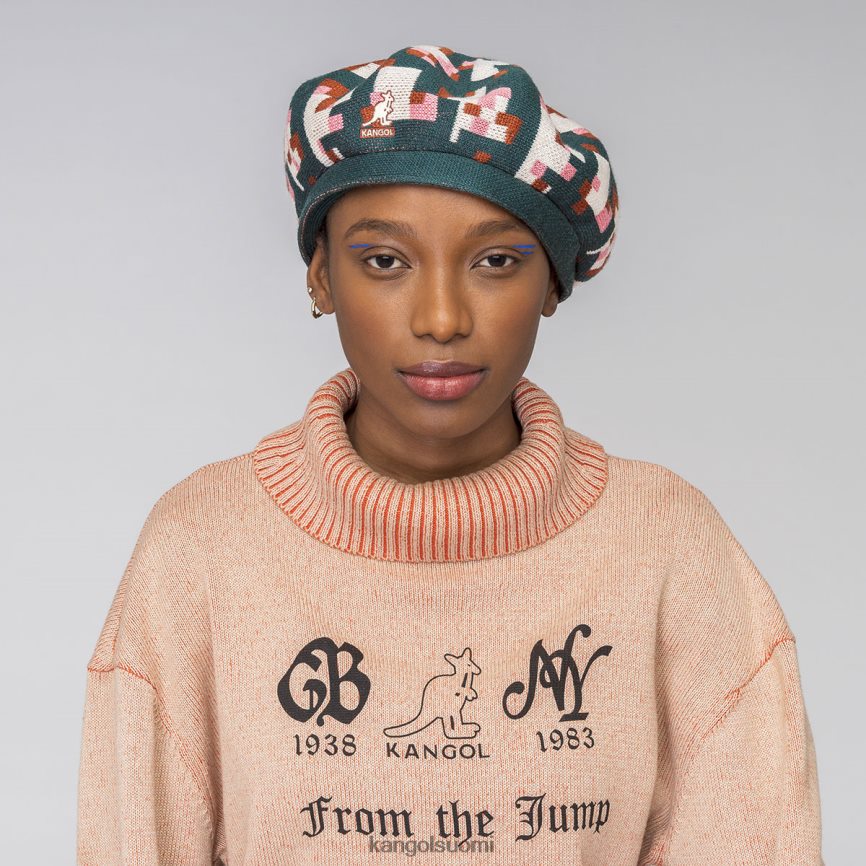 VF8024399 mänty/kerma sukupuolineutraali Kangol pikselöity ruudullinen baretti Lisätarvikkeet