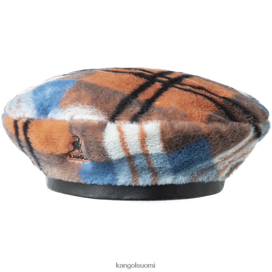 VF8024404 tulinen oranssi ruudullinen sukupuolineutraali Kangol tekoturkisbaretti Lisätarvikkeet