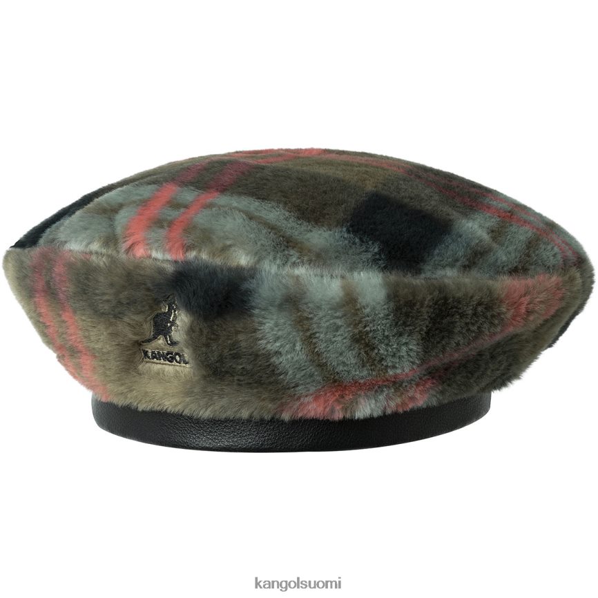 VF8024405 taupe ruudullinen sukupuolineutraali Kangol tekoturkisbaretti Lisätarvikkeet