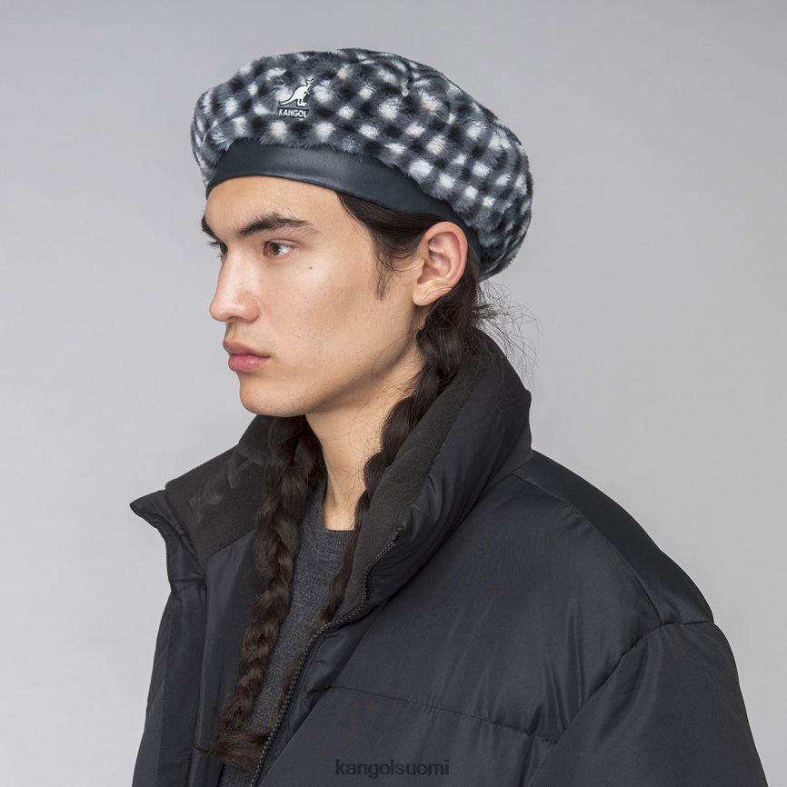 VF8024407 musta gingham sukupuolineutraali Kangol tekoturkisbaretti Lisätarvikkeet