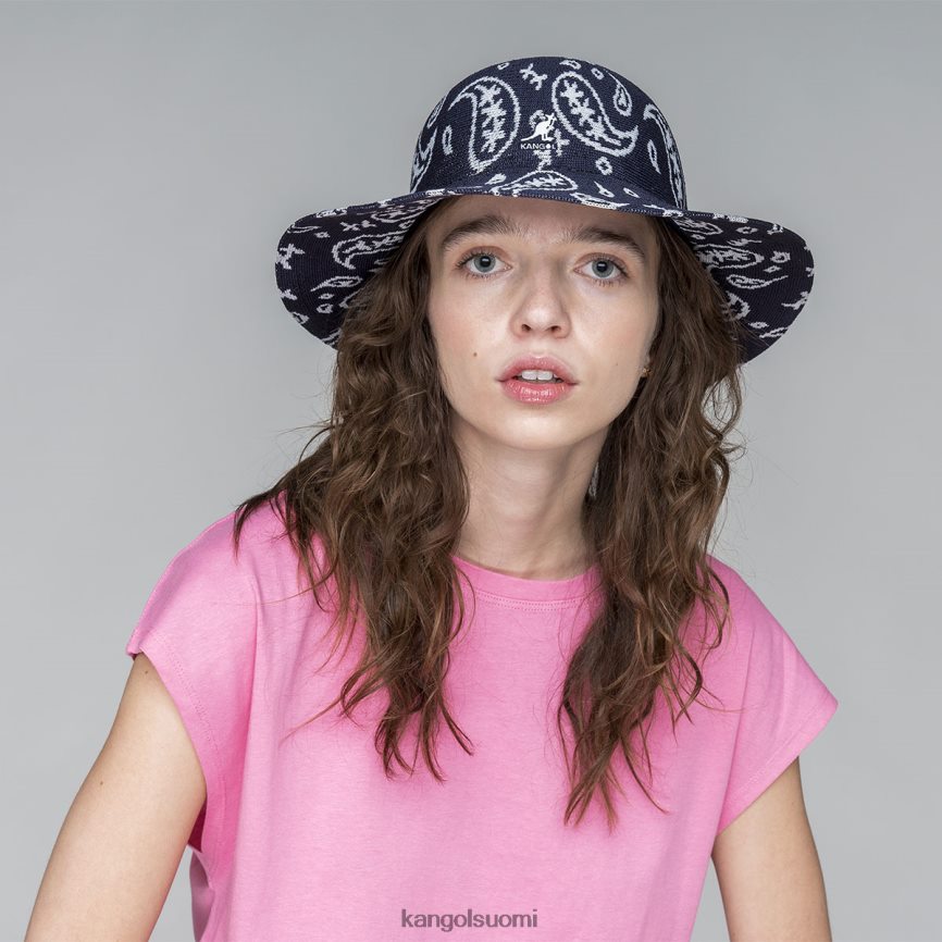 VF8024659 tummansininen/valkoinen sukupuolineutraali Kangol paisley leveälierinen rento Lisätarvikkeet