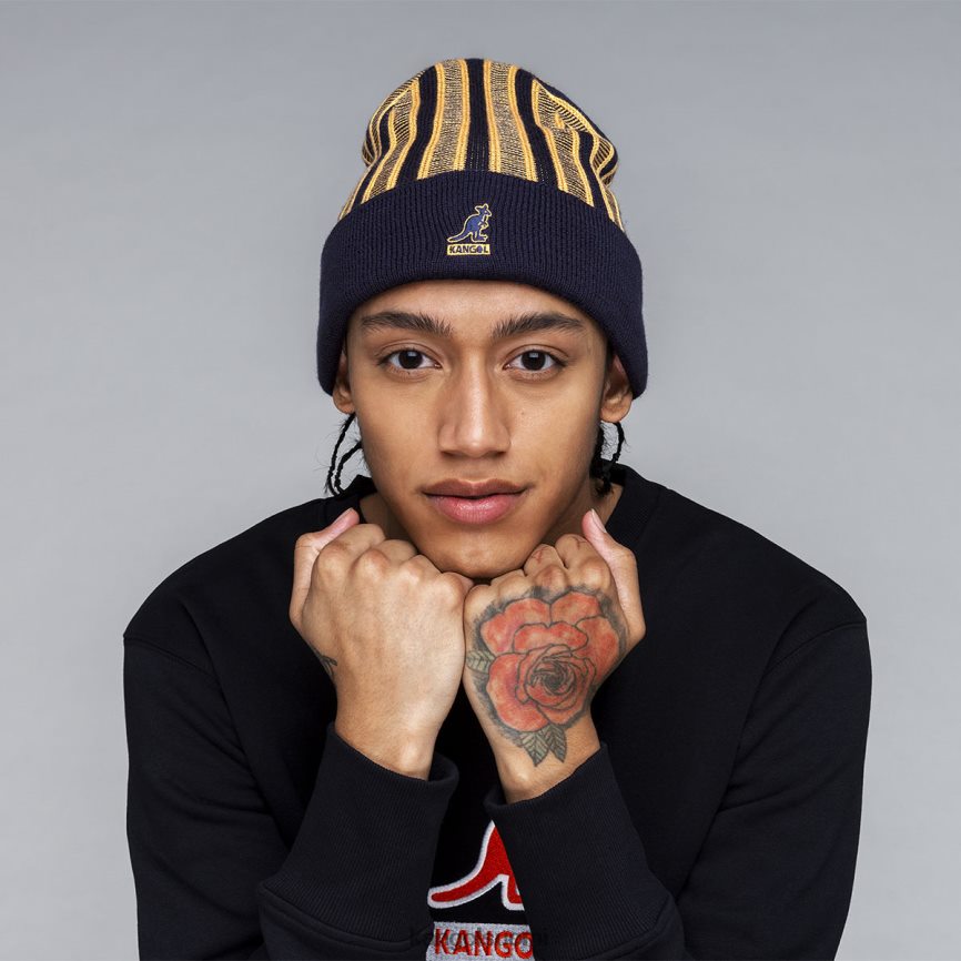 VF8024809 musta sukupuolineutraali Kangol rib stripe rev pipo Lisätarvikkeet