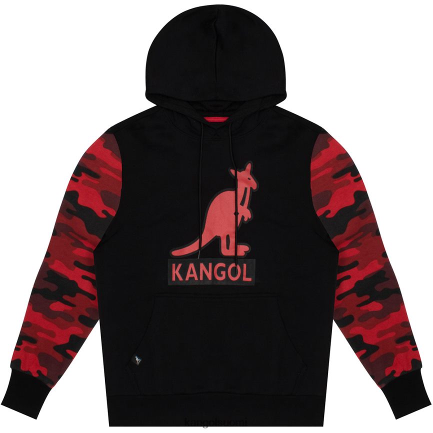 VF80241131 musta punainen sukupuolineutraali Kangol kontrastinen camo-huppari vaatetus